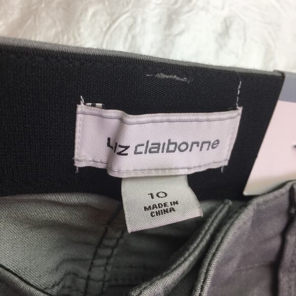 Liz Claiborne Classic Skinny Capris Moss Gray 10 - Picture 8 of 12